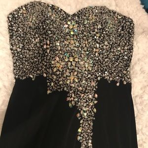 Black beaded slit dresss